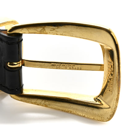 Khaite Patent Calfskin Studded Benny Belt XS/S 75/30 Black Gold 6 of 10
