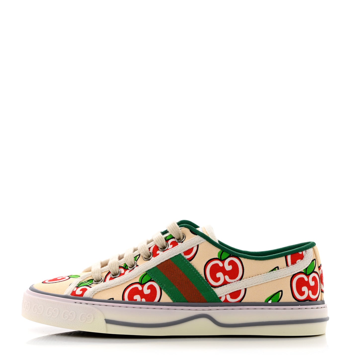 Canvas Web GG Apple Womens 1977 Tennis Sneakers 37 Ivory Red Mystic White New Shamarock