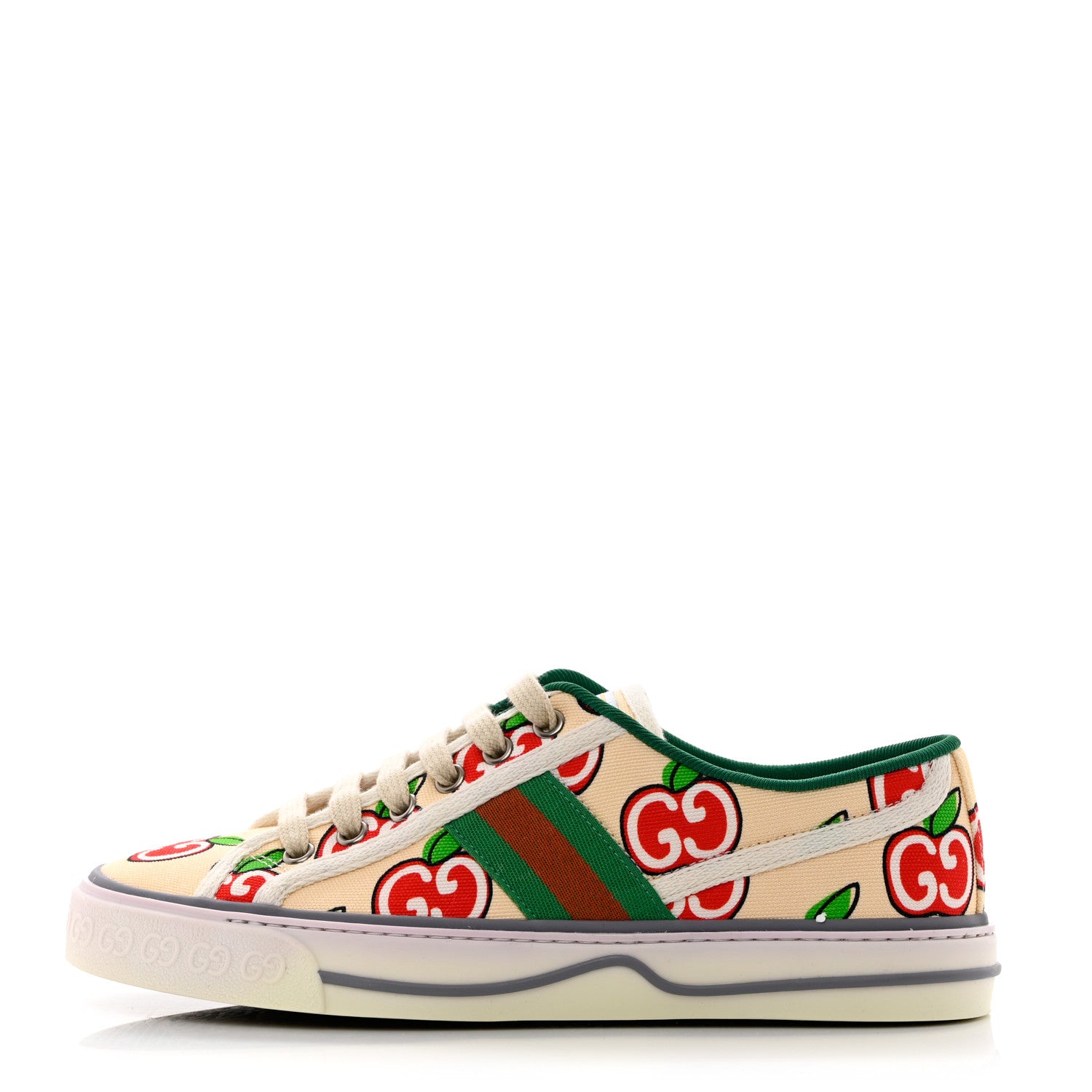 Gucci Canvas Web GG Apple Womens 1977 Tennis Sneakers 37 Ivory Red Mystic White New Shamarock 1 of 8
