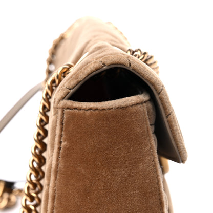 Gucci Velvet Matelasse Small GG Marmont Shoulder Bag Taupe 13 of 15