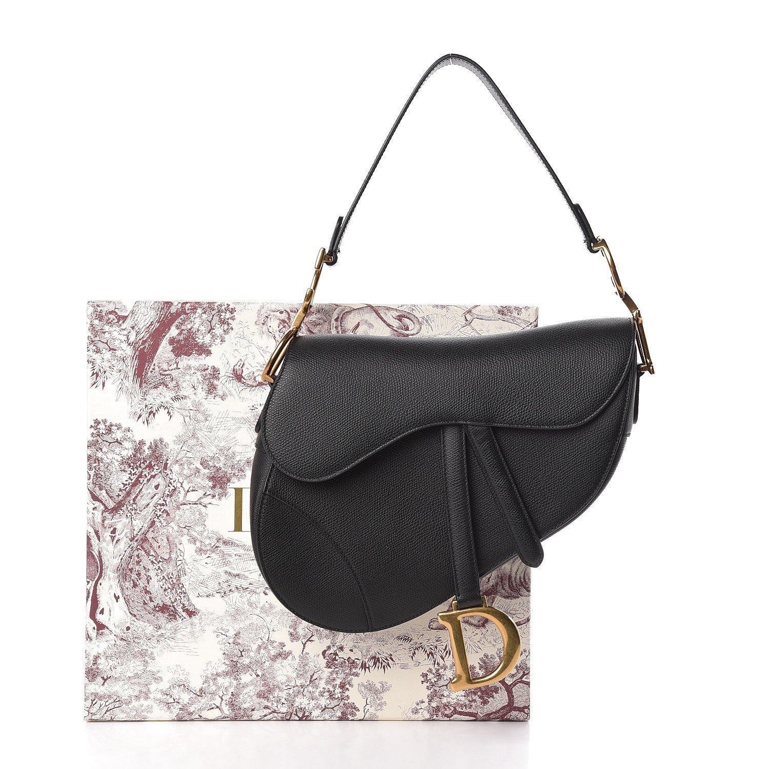 Christian Dior Grained Calfskin Saddle Bag Black 10 of 10