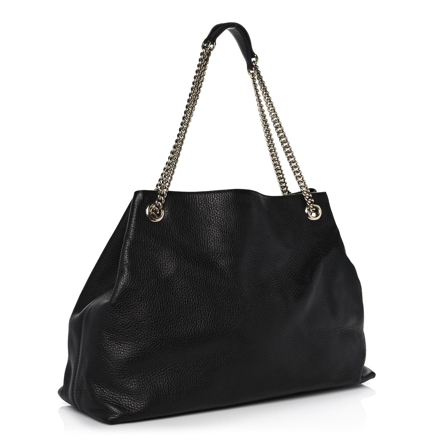 Pebbled Calfskin Large Soho Chain Shoulder Bag Black