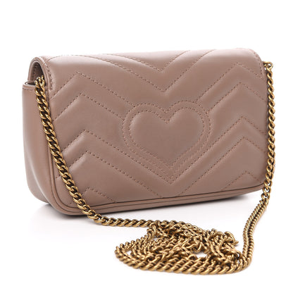 Gucci Calfskin Matelasse Super Mini GG Marmont Shoulder Bag Porcelain Rose 3 of 11