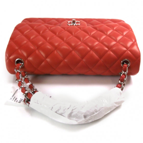 Chanel Lambskin Quilted Jumbo Flap Red 12C 5 of 11