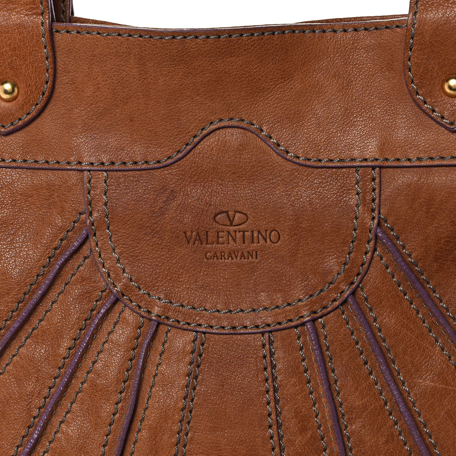 Valentino Garavani Calfskin Pleated Hobo Brown 7 of 15