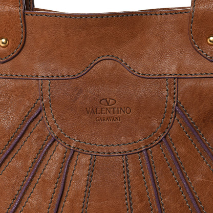 Valentino Garavani Calfskin Pleated Hobo Brown 7 of 15