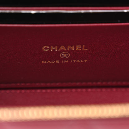 Chanel Lambskin Enamel Quilted Small Coco Hearts Vanity Case With Chain Burgundy 6 of 14