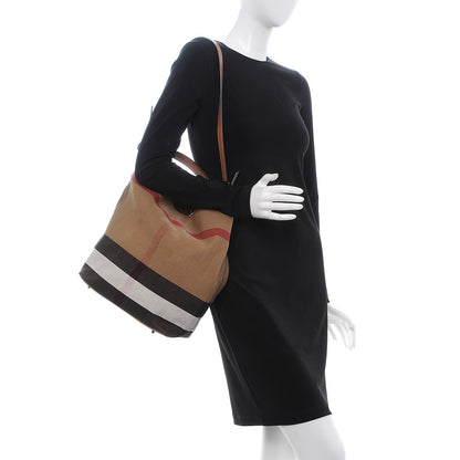 Burberry Canvas Mega Check Medium Ashby Hobo Saddle Brown 2 of 9