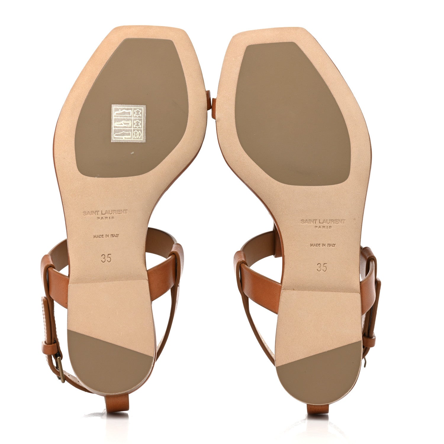 Saint Laurent Calfskin Cassandra Monogram Sandals 35 Brown 5 of 10