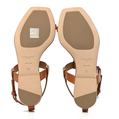 Saint Laurent Calfskin Cassandra Monogram Sandals 35 Brown 5 of 10