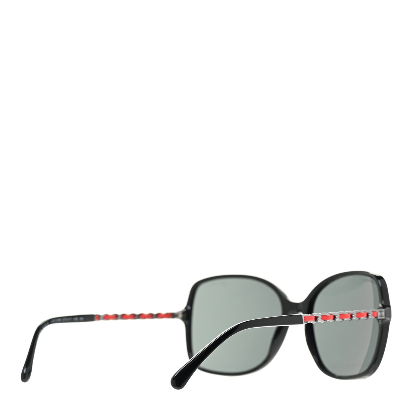 Lambskin Square Chain Sunglasses 5210-Q Black Red