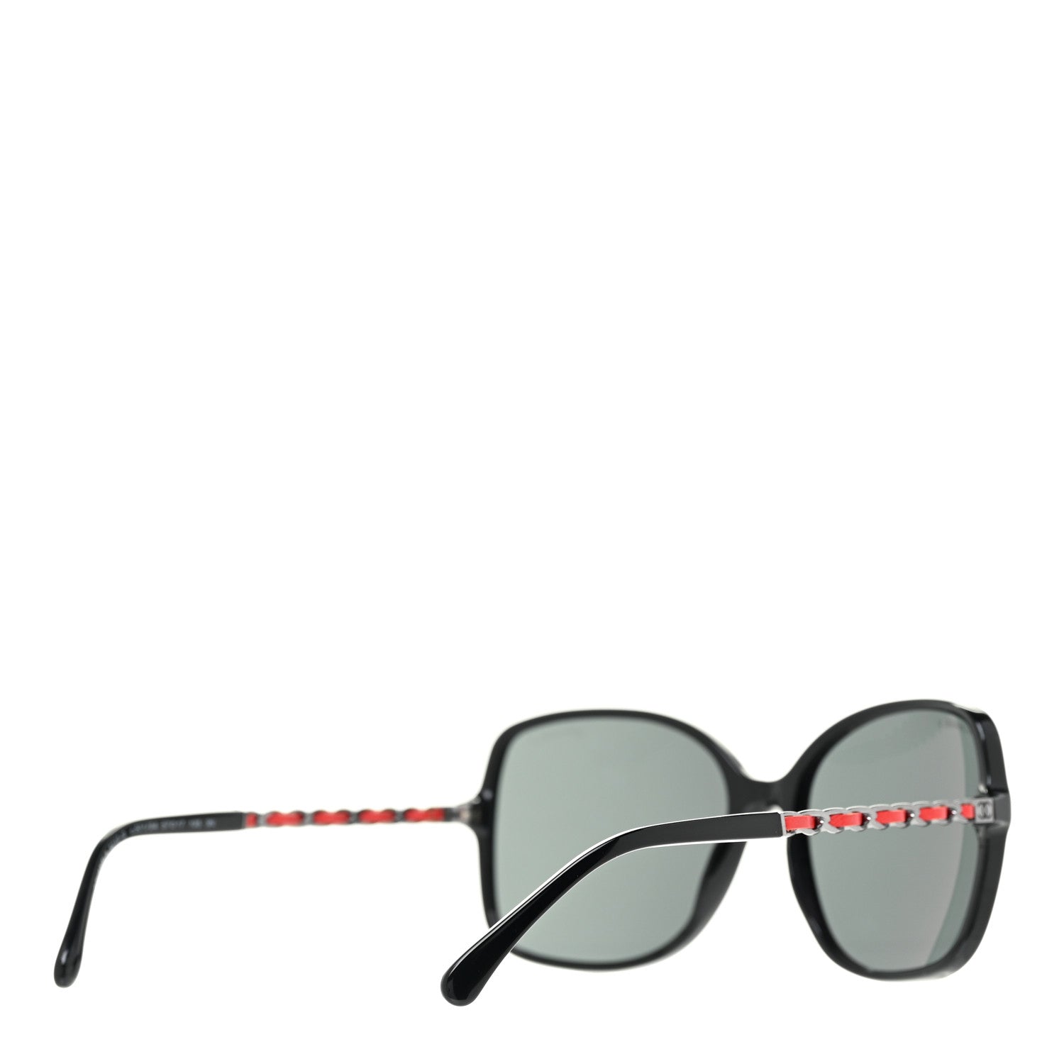 Chanel Lambskin Square Chain Sunglasses 5210-Q Black Red 4 of 8