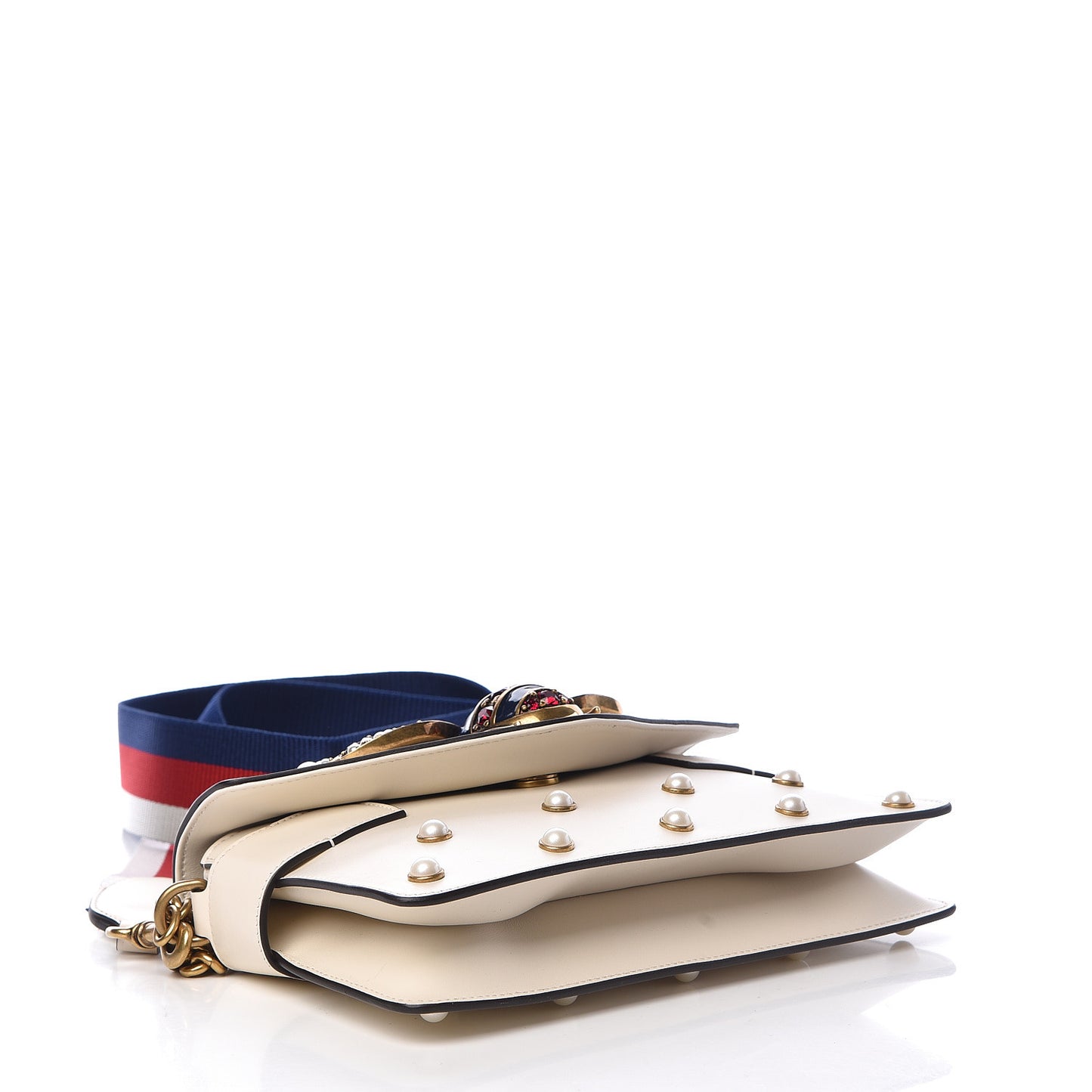 Nappa Pearl Studded Mini Queen Margaret Broadway Shoulder Bag Mystic White