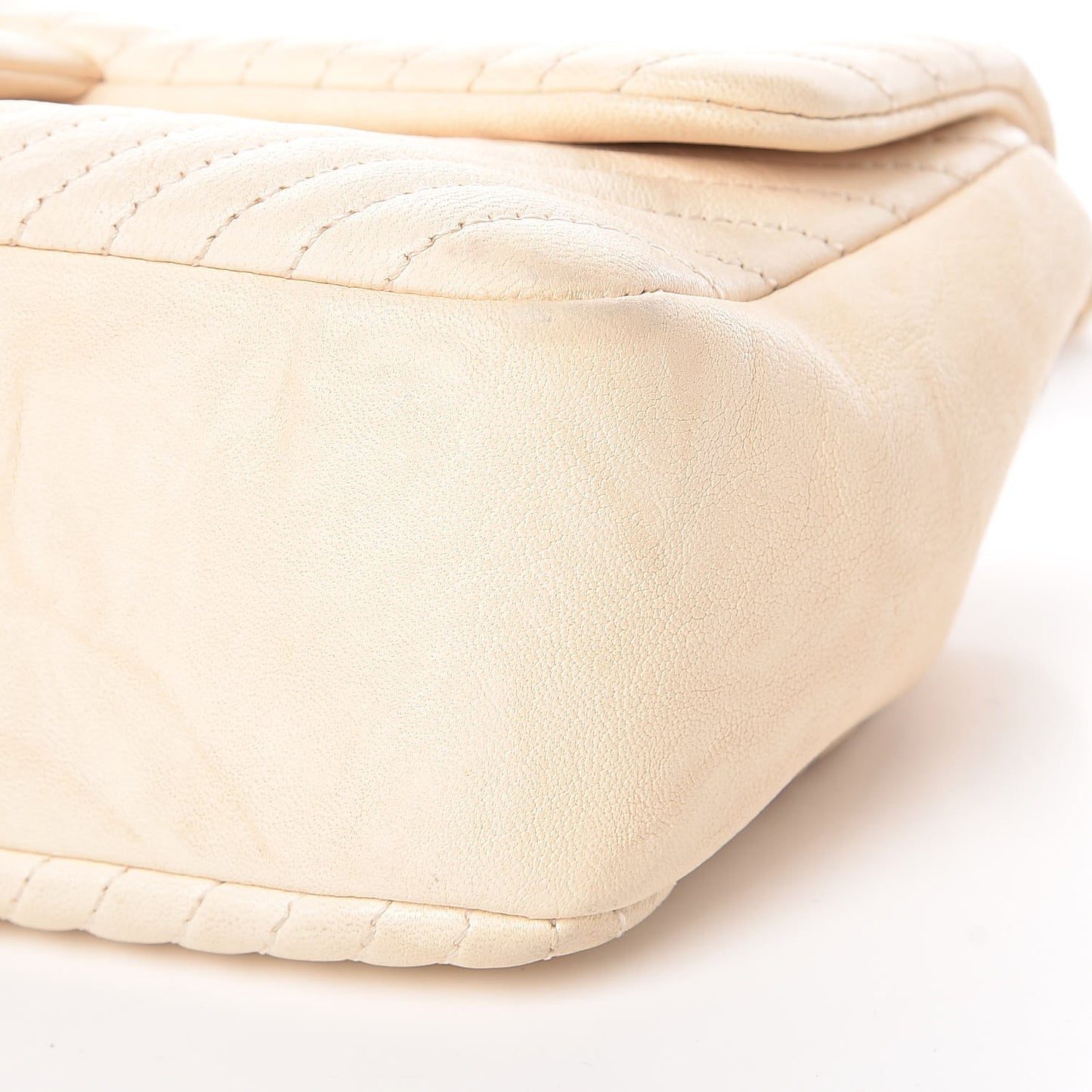 Calfskin Chevron Small Surpique Flap Ivory