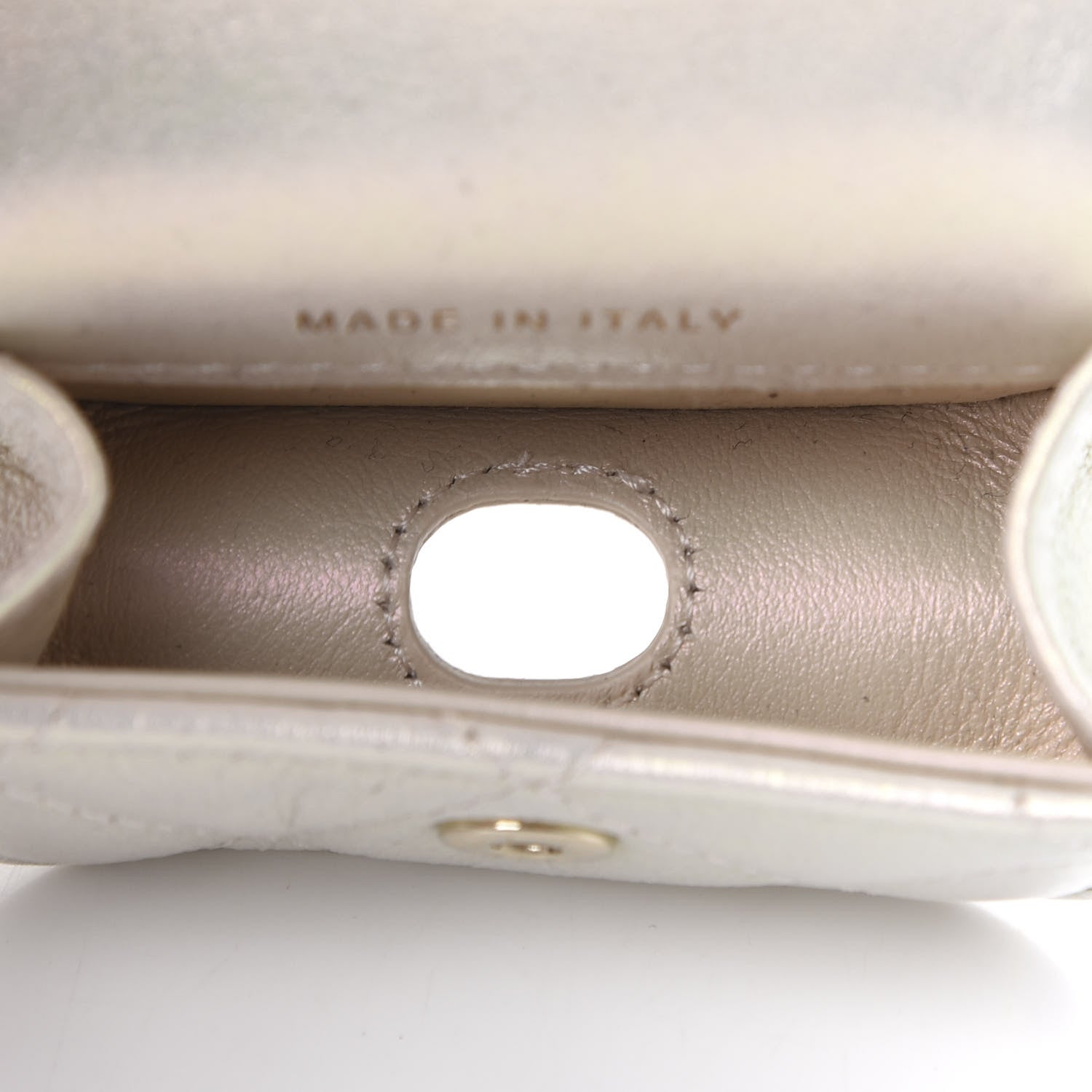 Chanel Iridescent Lambskin Quilted Airpods Pro Case Ivory 5 of 9