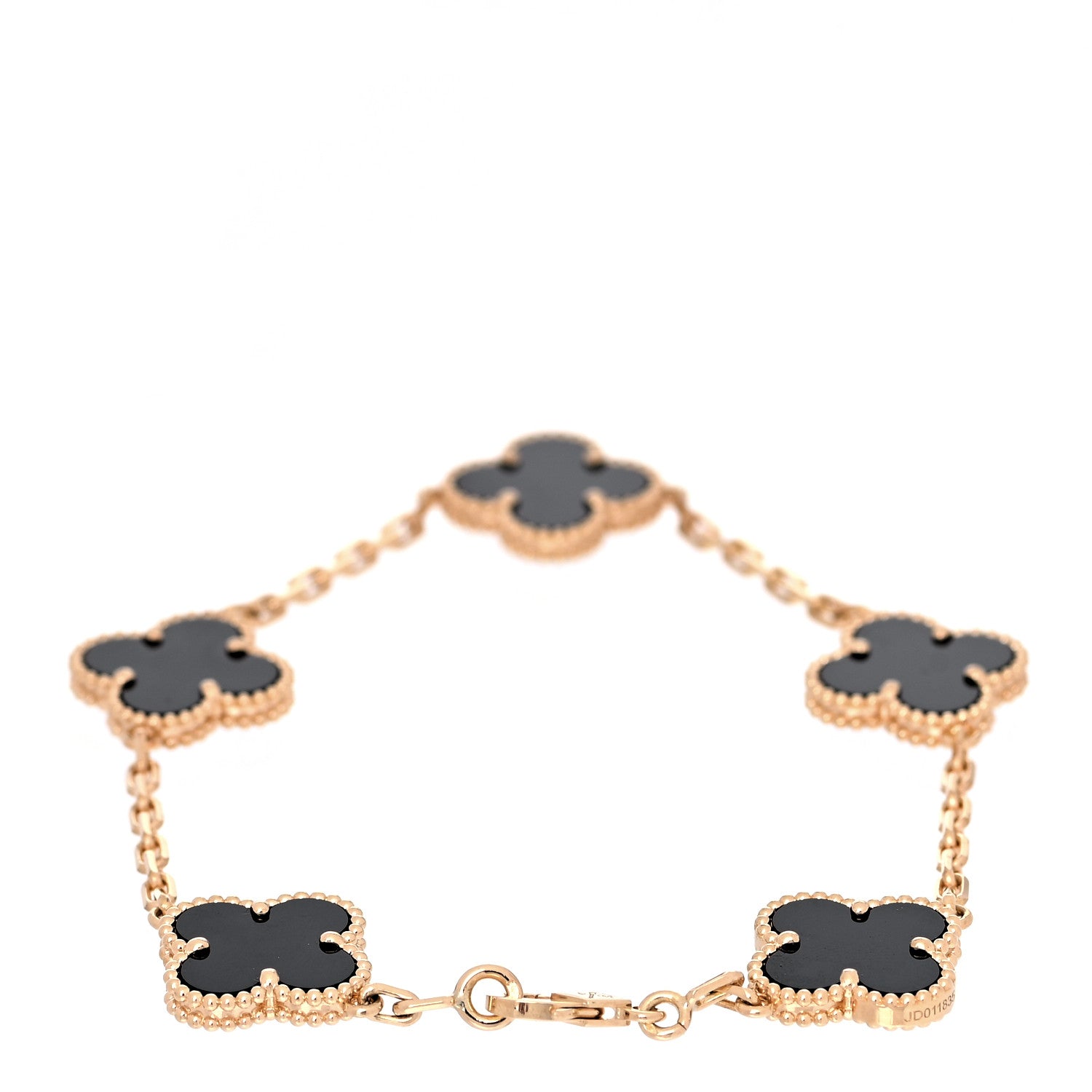 Van Cleef & Arpels 18K Yellow Gold Black Onyx 5 Motifs Vintage Alhambra Bracelet 3 of 7