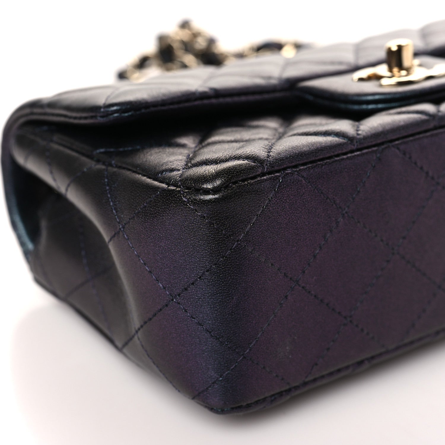 Chanel Iridescent Lambskin Quilted Mini Rectangular Flap Black 8 of 9