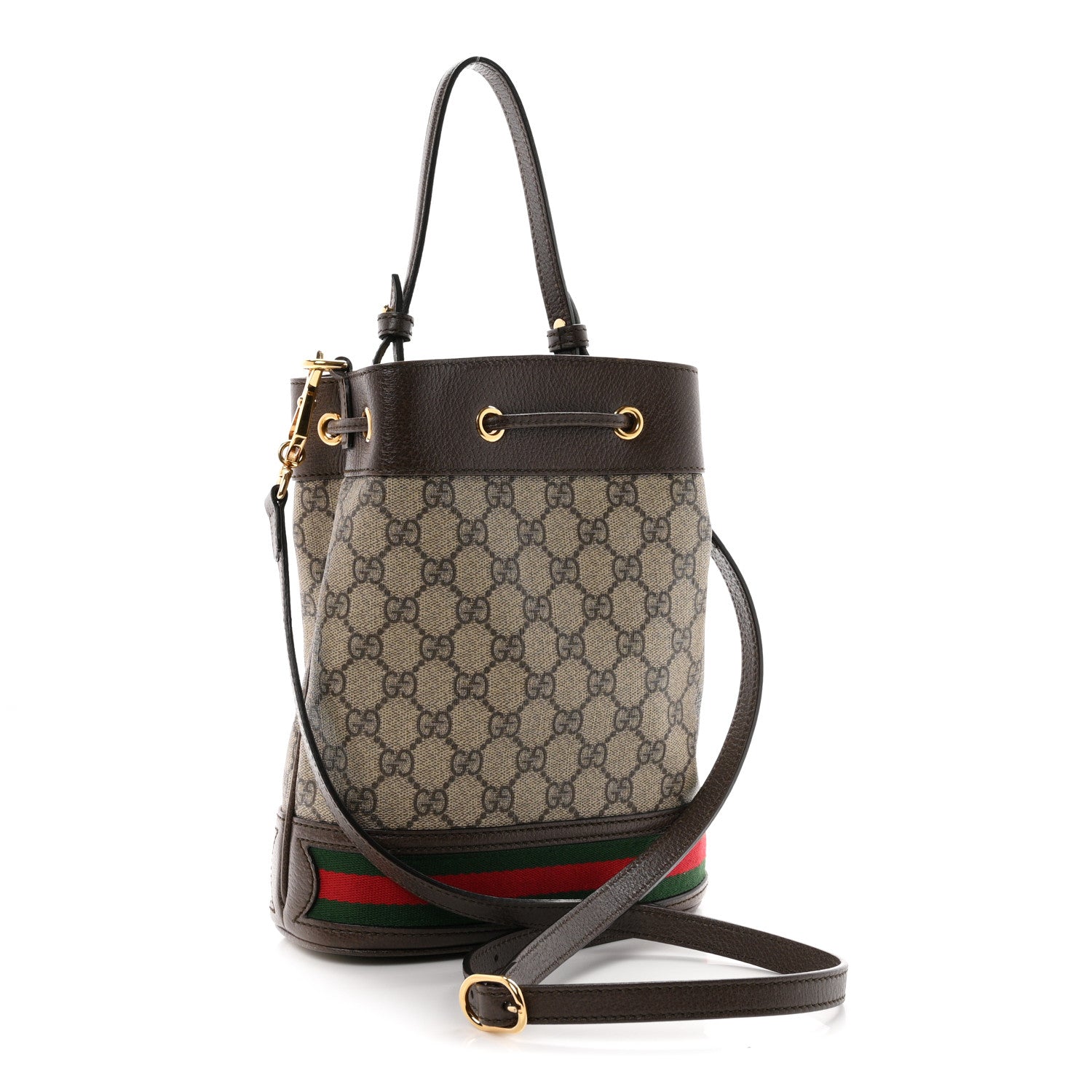 Gucci GG Supreme Monogram Web Small Ophidia Bucket Bag Brown 3 of 10