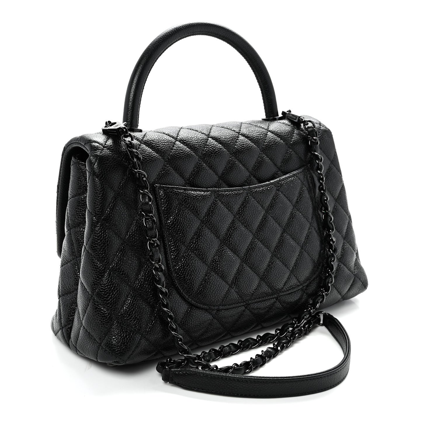 Caviar Quilted Small Coco Handle Flap So Black