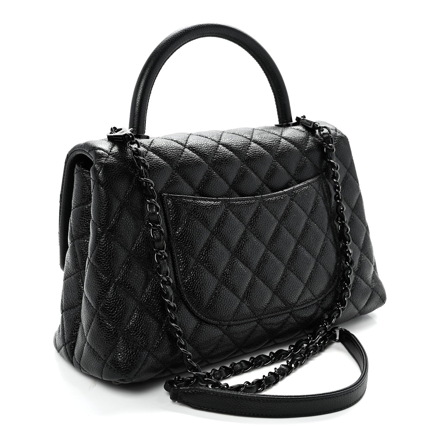 Chanel Caviar Quilted Small Coco Handle Flap So Black 3 of 10