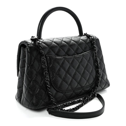 Chanel Caviar Quilted Small Coco Handle Flap So Black 3 of 10