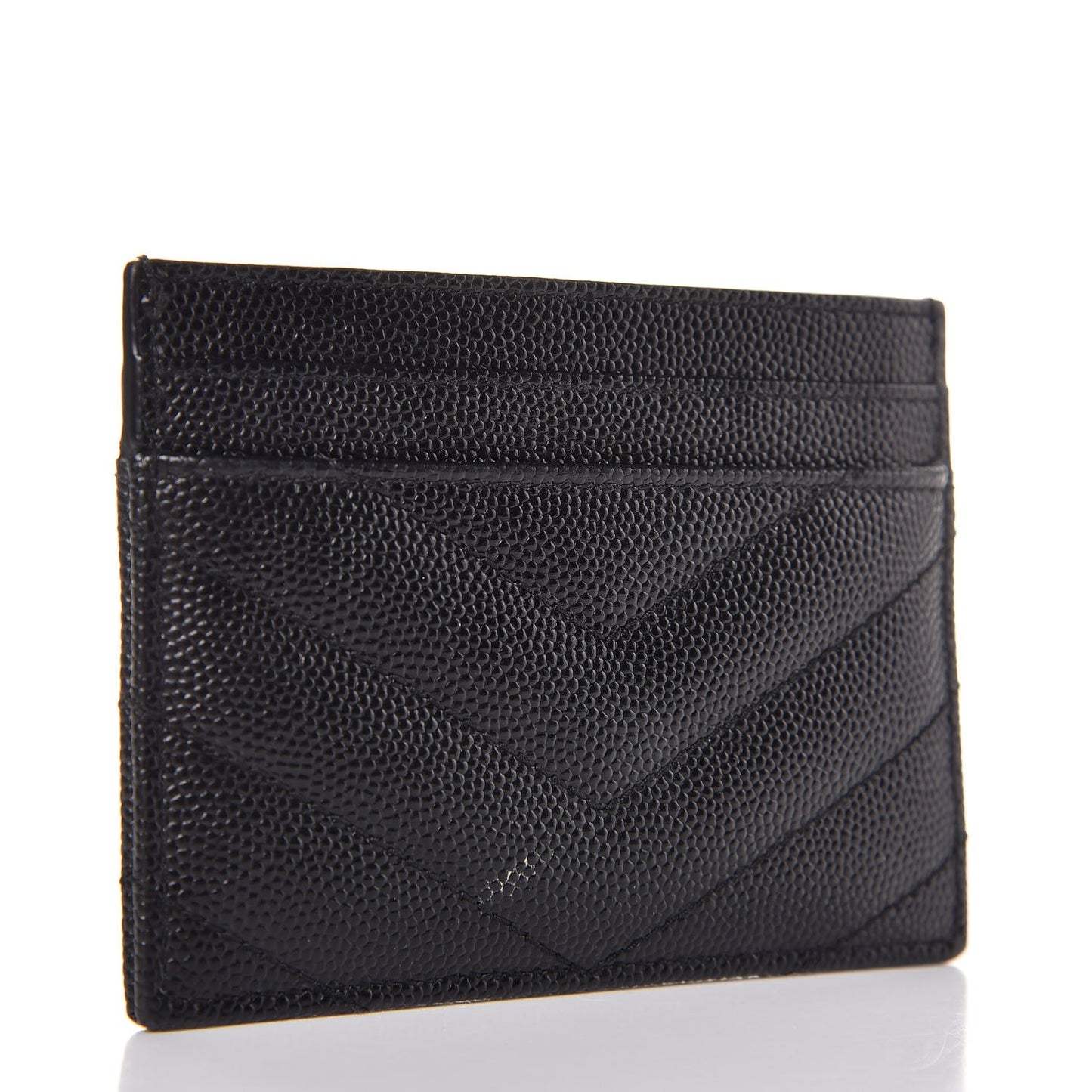 Grain De Poudre Matelasse Chevron Monogram Credit Card Case Black