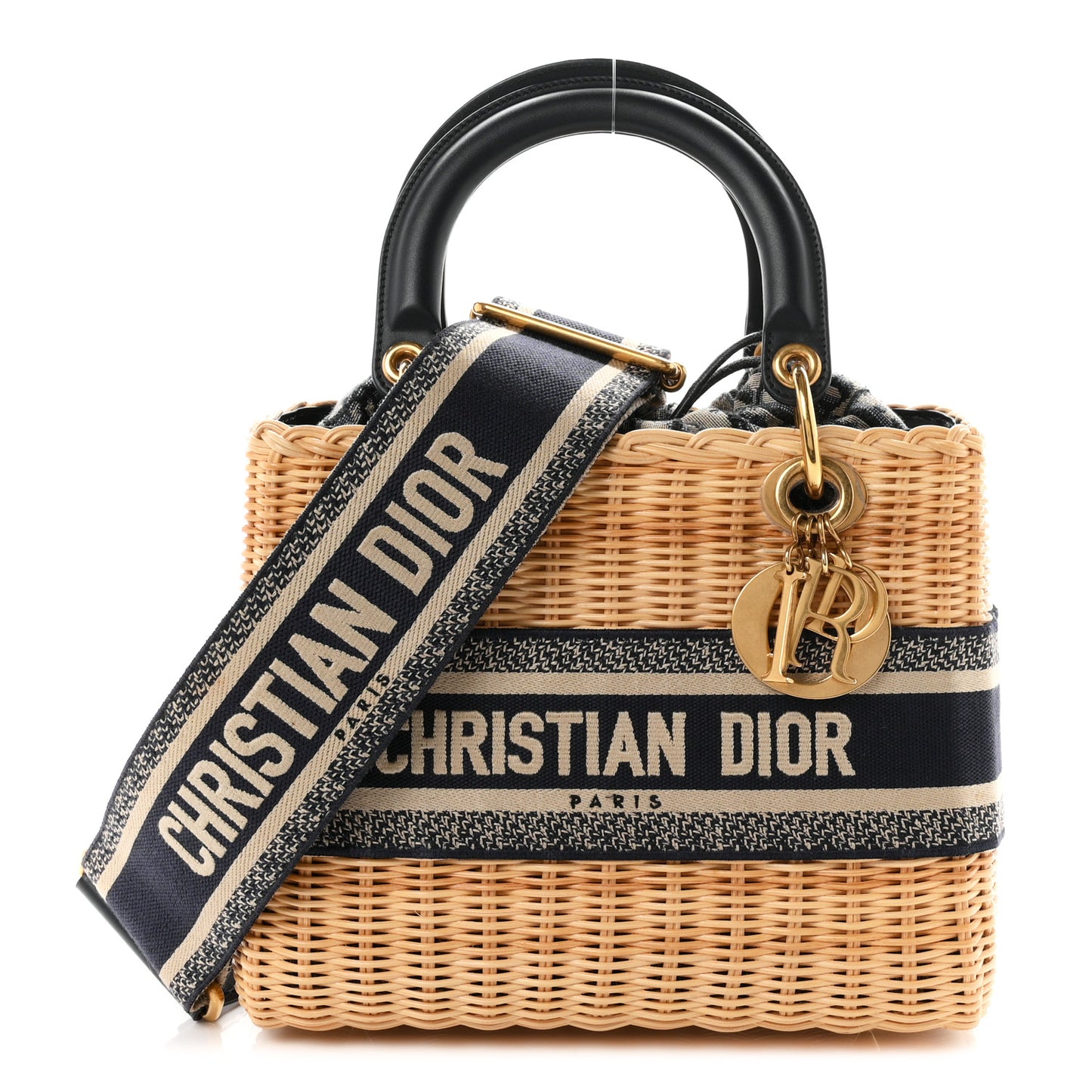 Wicker Oblique Medium Lady Dior Bag Blue