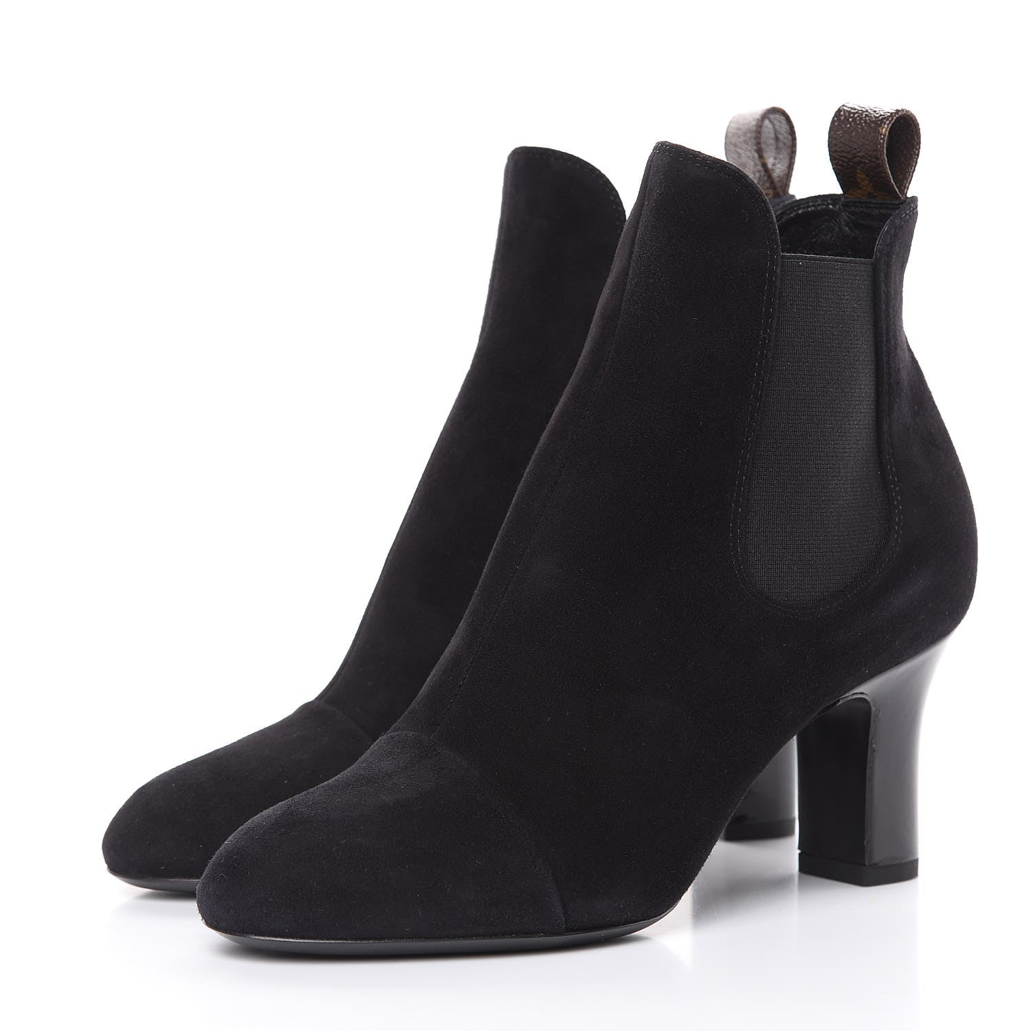 Louis Vuitton Suede Monogram Uniformes Cap Toe Chelsea 75mm Ankle Boots 36 Black 3 of 8