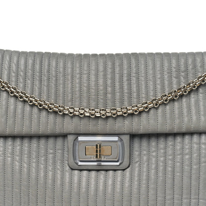Chanel Iridescent Calfskin Vertical Quilted Mademoiselle Lock Bijoux Flap Shoulder Bag Grey 8 of 11
