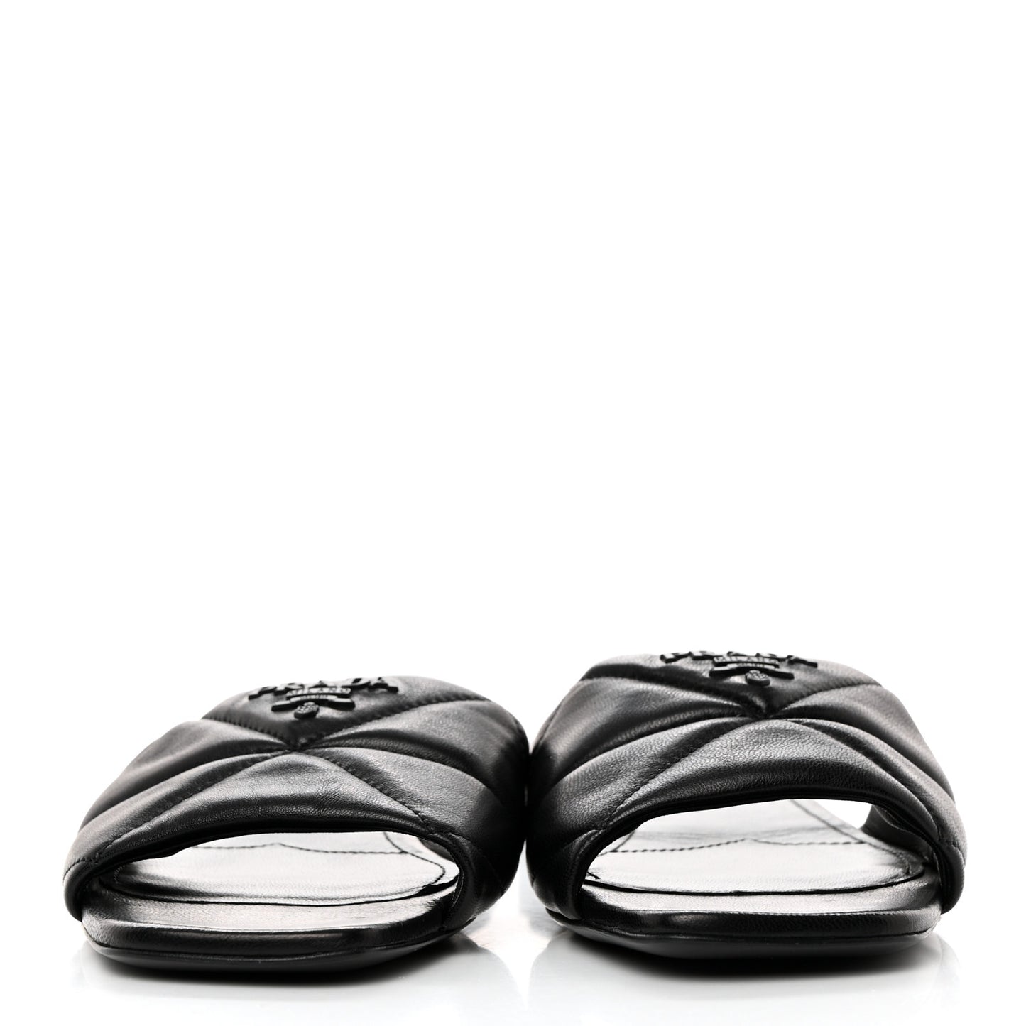 Nappa Logo Quilted 10mm Slide Sandals 37 Black