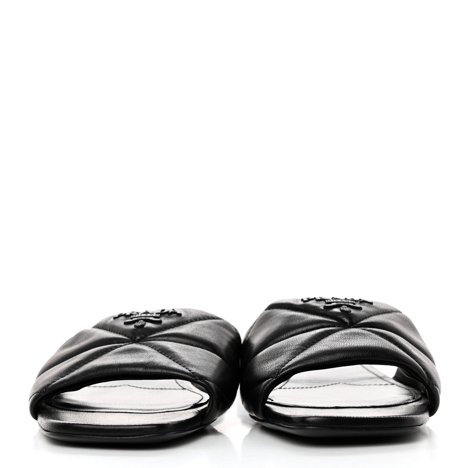 Prada Nappa Logo Quilted 10mm Slide Sandals 37 Black 2 of 7