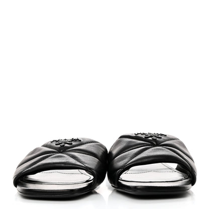 Prada Nappa Logo Quilted 10mm Slide Sandals 37 Black 2 of 7