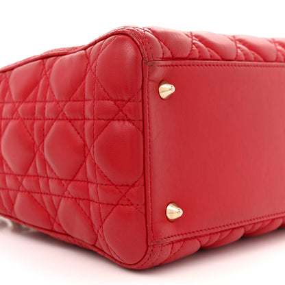 Christian Dior Lambskin Cannage Medium Lady Dior Red 9 of 16