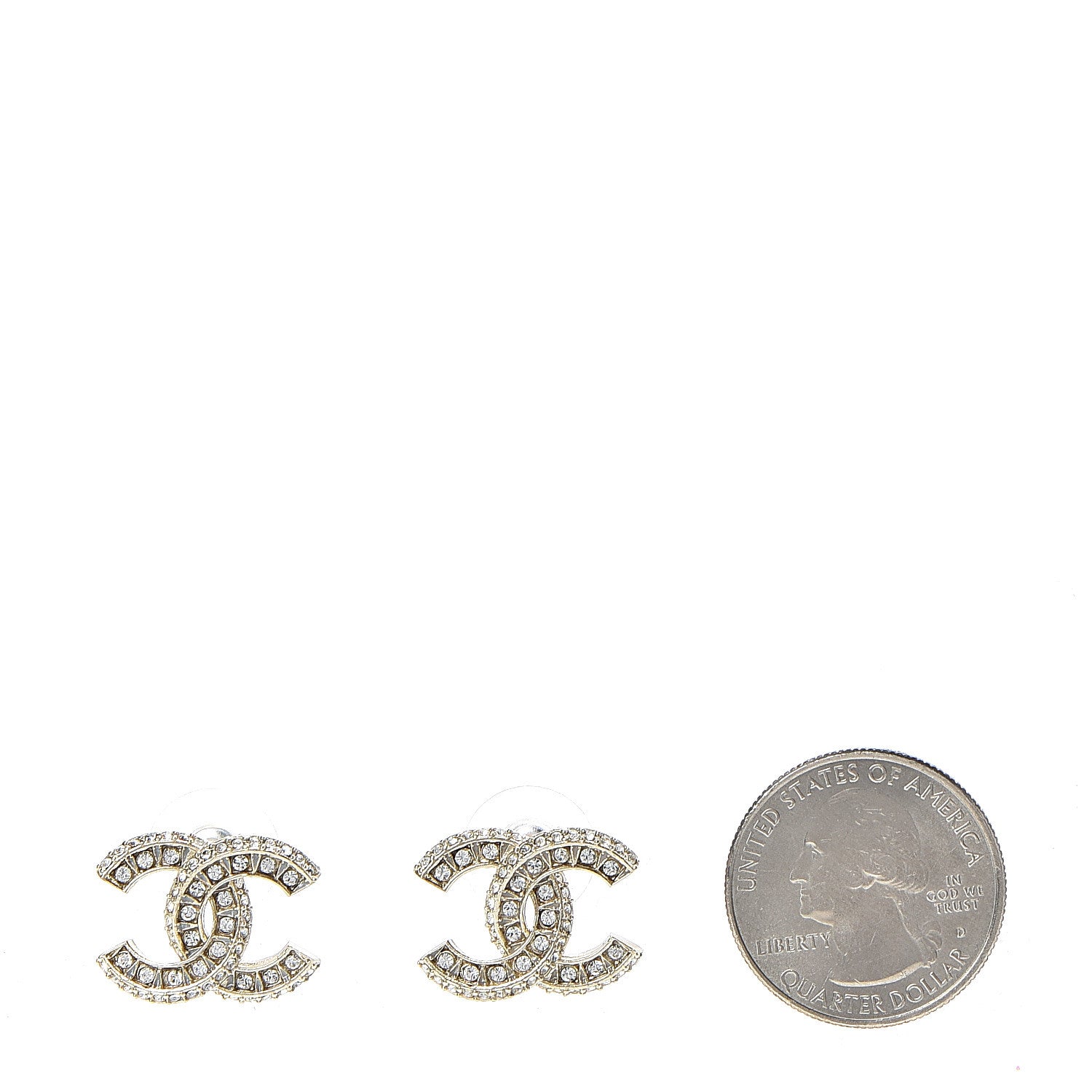 Chanel Crystal CC Earrings Light Gold 2 of 6