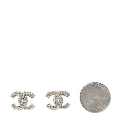 Chanel Crystal CC Earrings Light Gold 2 of 6