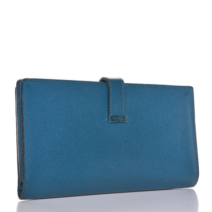 Hermes Epsom Bearn Gusset Wallet Bleu Izmir 3 of 12