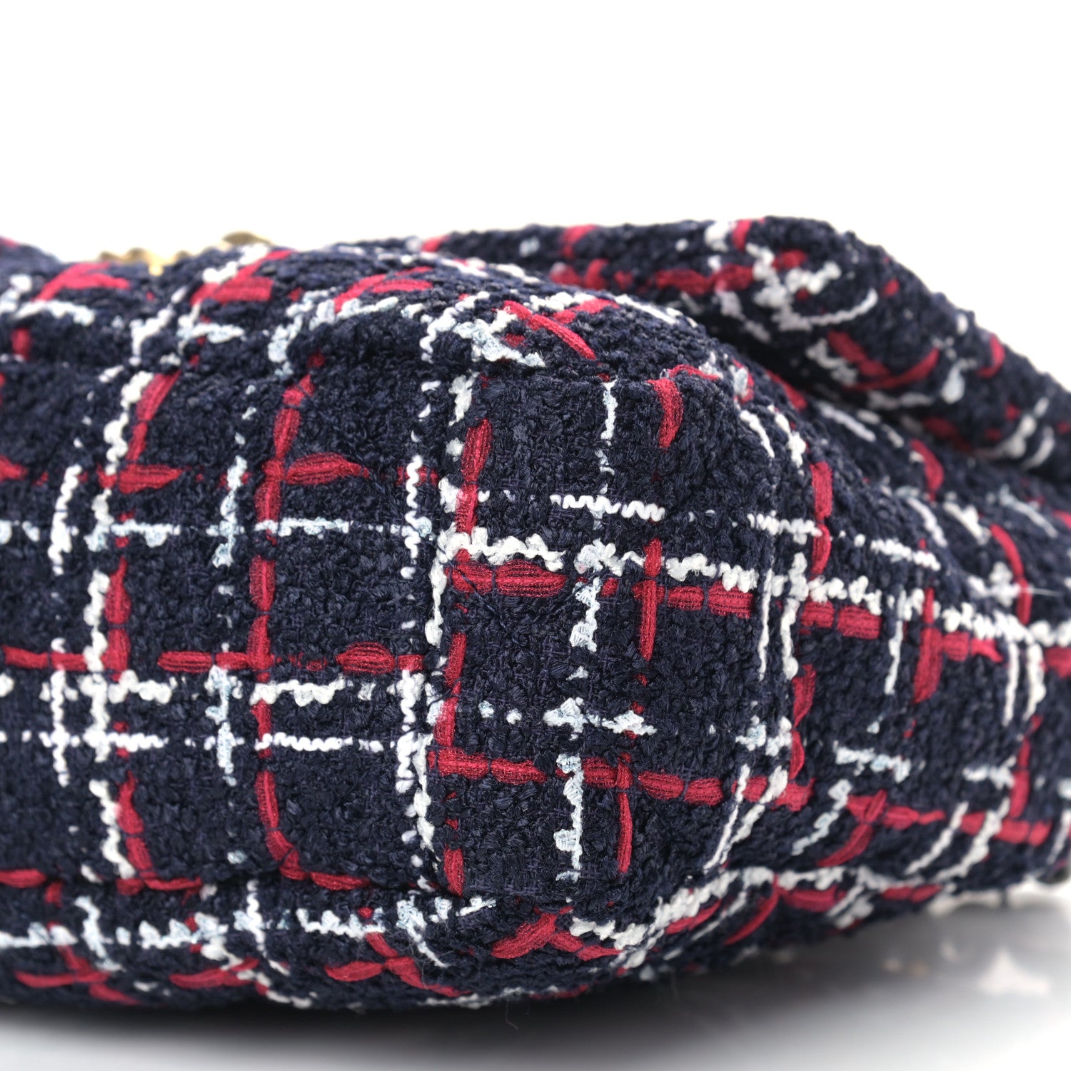 Chanel Tweed Quilted Medium Chanel 19 Flap Navy Blue White Red 9 of 9