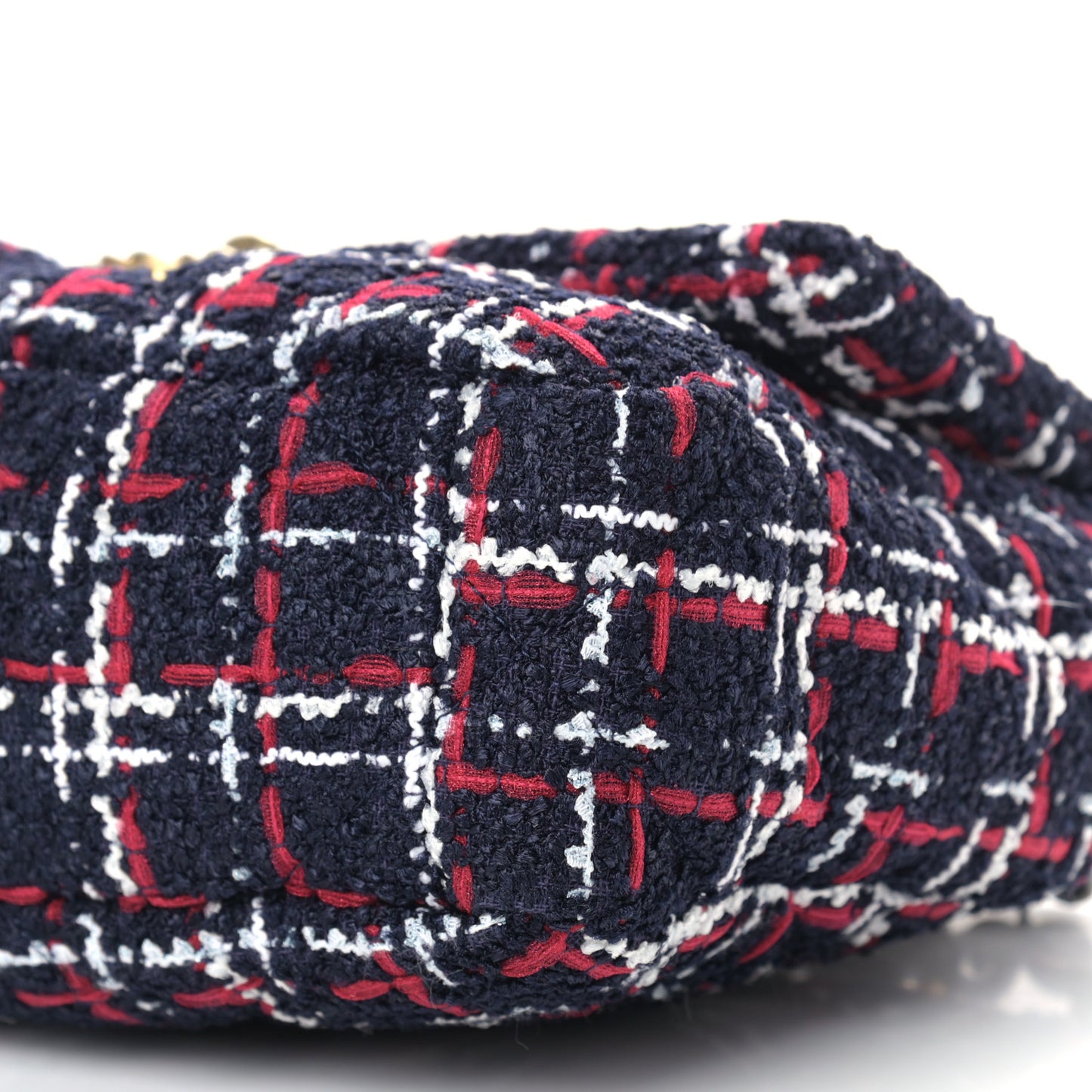 Tweed Quilted Medium Chanel 19 Flap Navy Blue White Red