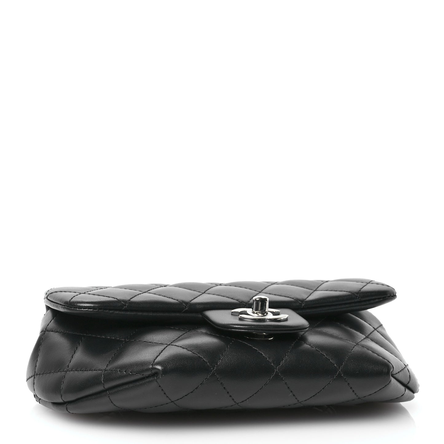 Calfskin Quilted CC Uniform Flap Belt Bag Black