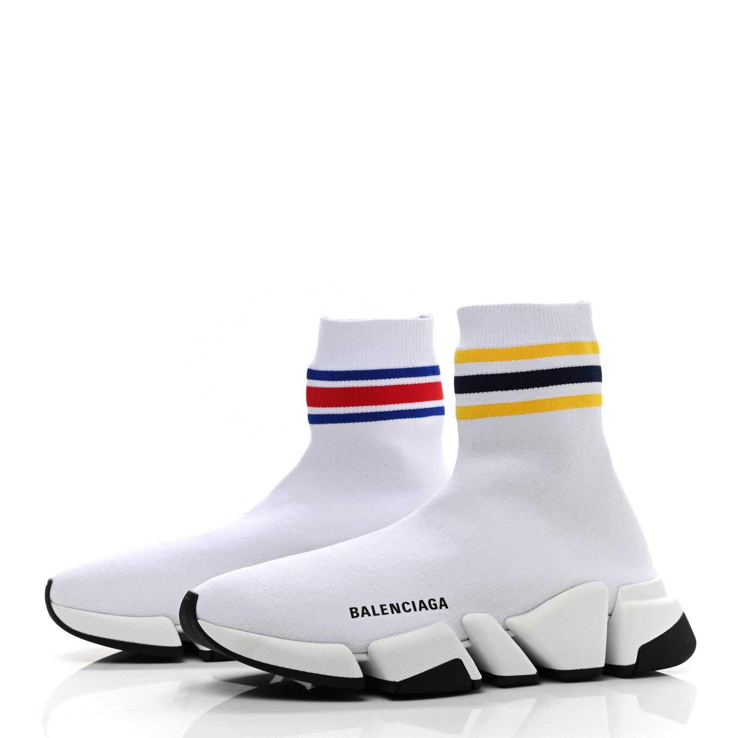 Balenciaga Technical 3D Recycled Knit Striped Womens Speed 2.0 Sneakers 38 White Multicolor 3 of 7
