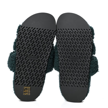 Hermes Woolskin Womens Chypre Sandals 38 Vert Anglais 5 of 8
