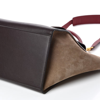 Celine Bullhide Calfskin Nubuck Medium Tri-color Trapeze Burgundy 10 of 12