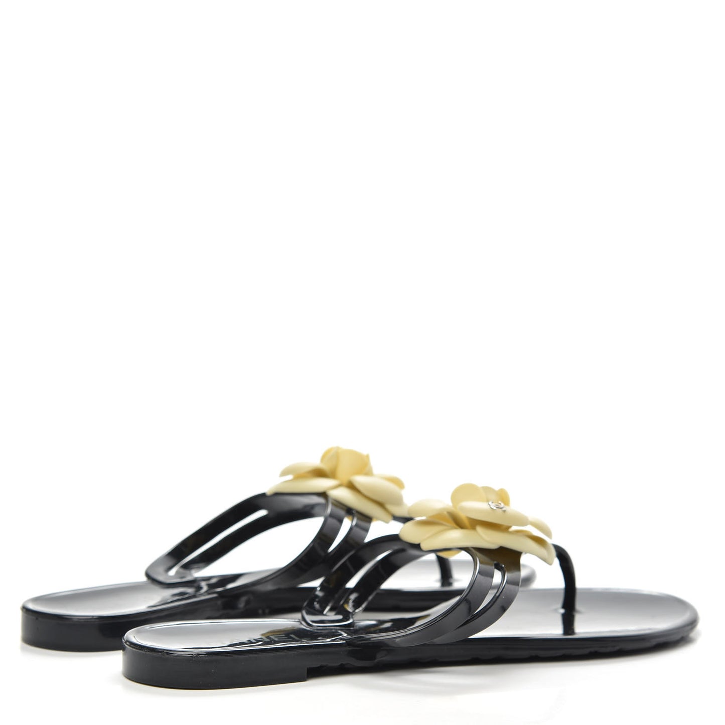 Jelly Camellia Thong Sandals 40 Black Ivory