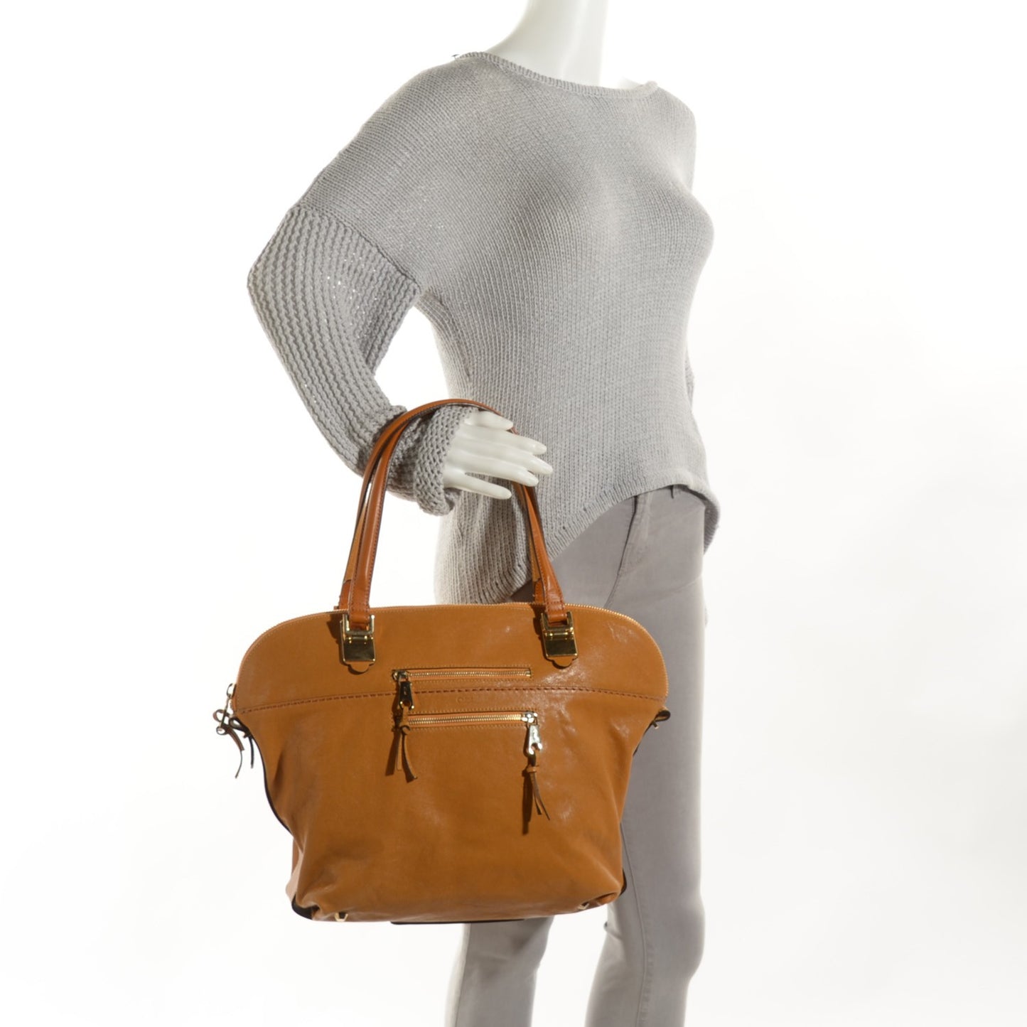 Grained Calfskin Large Angie Shoulder Bag Yellow