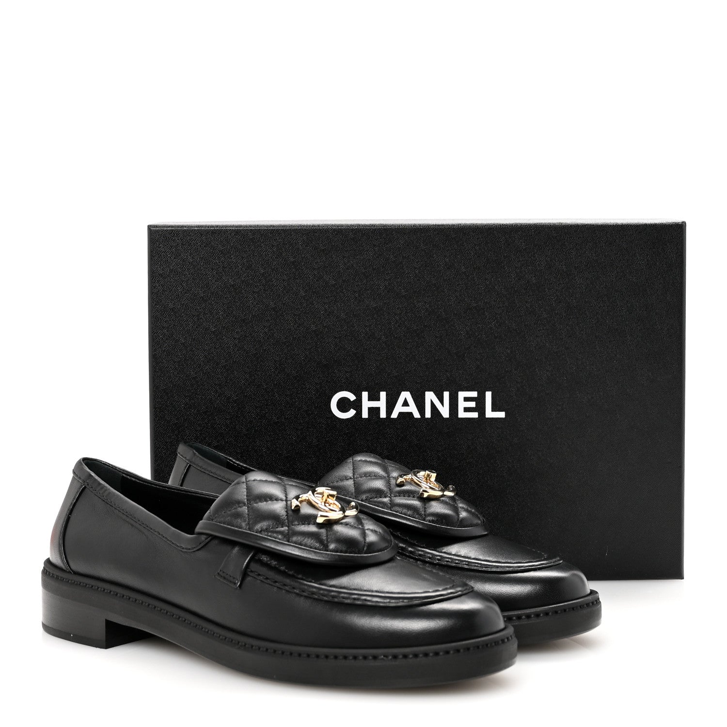 Chanel Crumpled Lambskin Quilted CC Turnlock Loafers 38.5 Black 10 of 10