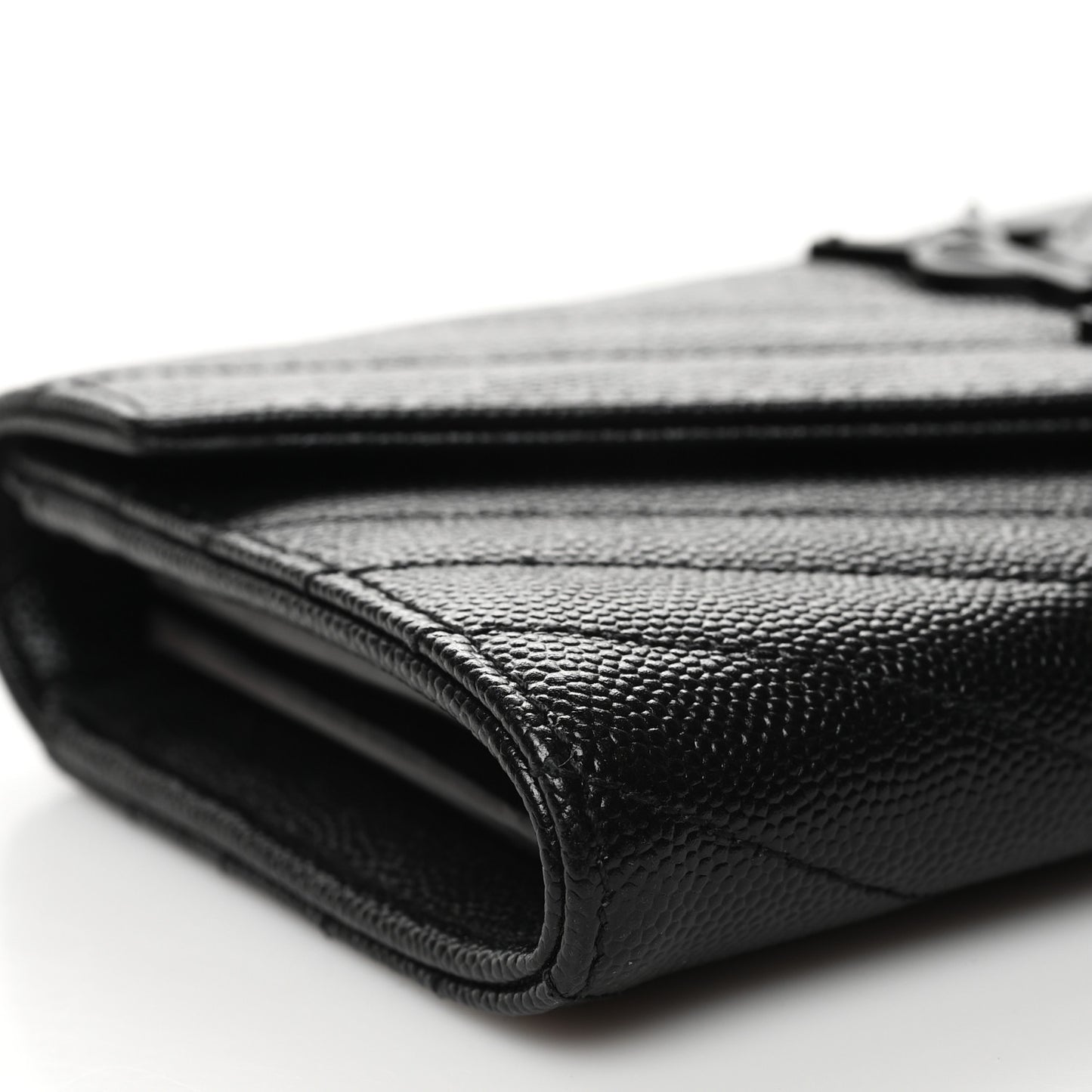 Grain De Poudre Matelasse Chevron Monogram Flap Wallet Black
