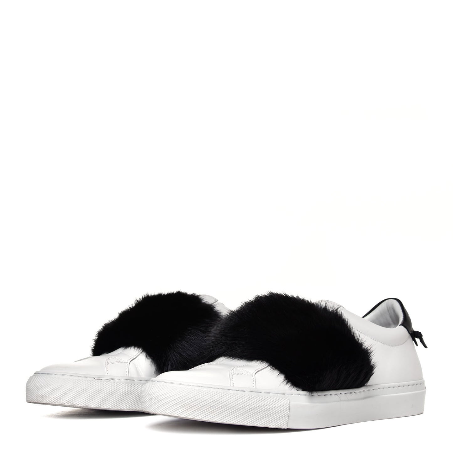 Calfskin Mink Fur Urban Sneakers 39 White Black