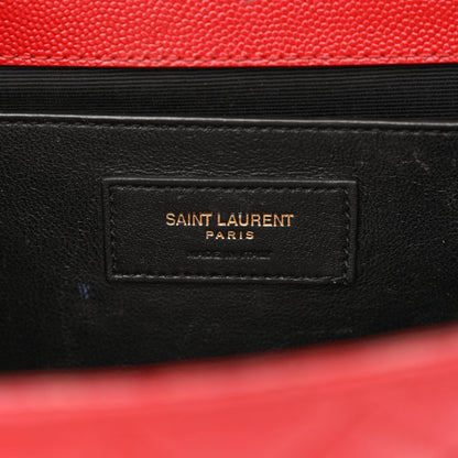 Saint Laurent Grain De Poudre Textured Mixed Matelasse Triquilt Medium Monogram Satchel New Red 6 of 18