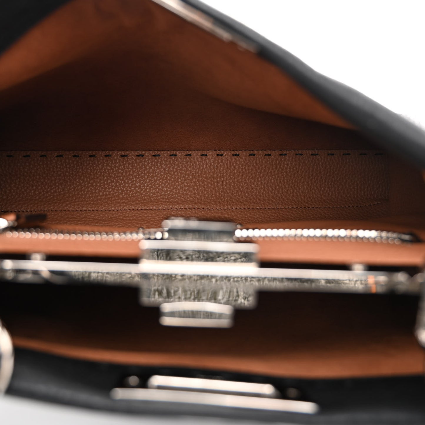 Cuoio Romano Alcantara Selleria Medium Peekaboo Iconic Satchel Black Mou Fallad