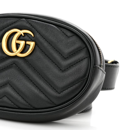 Gucci Calfskin Matelasse GG Marmont Belt Bag 105 42 Black 10 of 10
